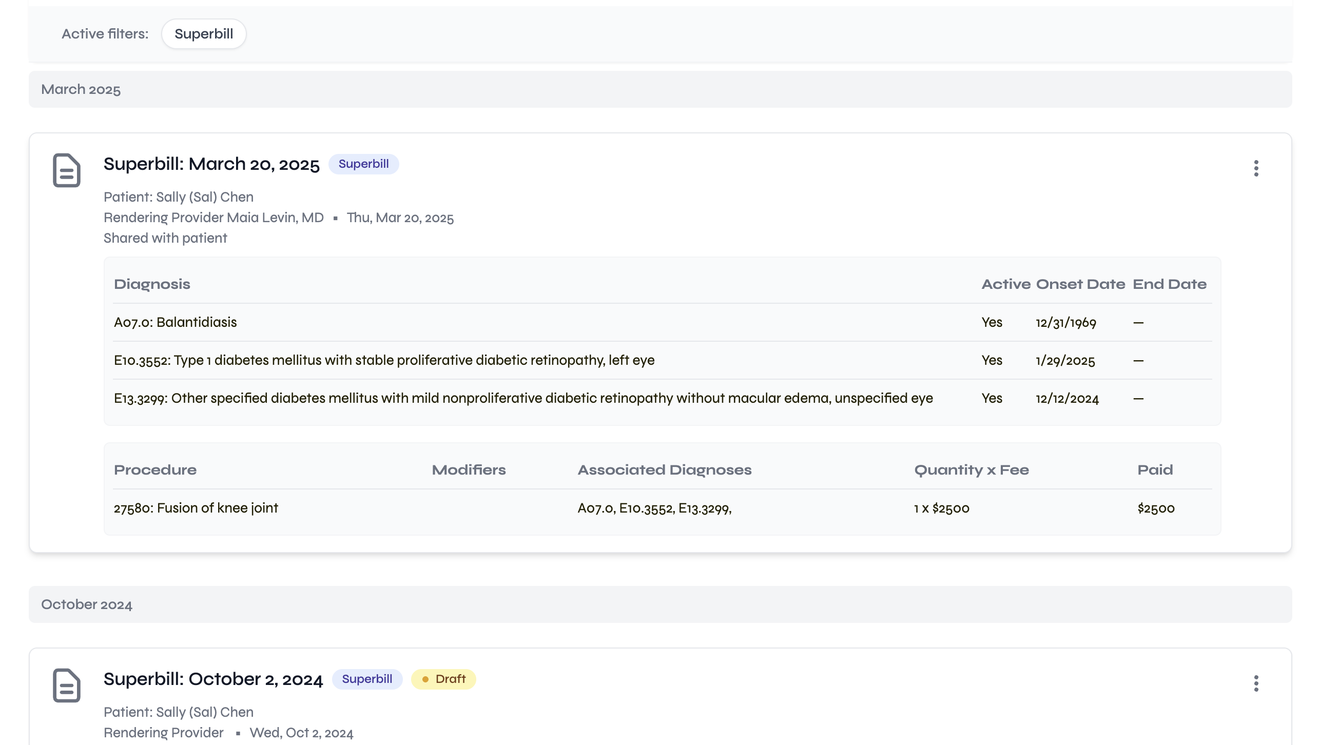 Generate superbills instantly from notes. screenshot