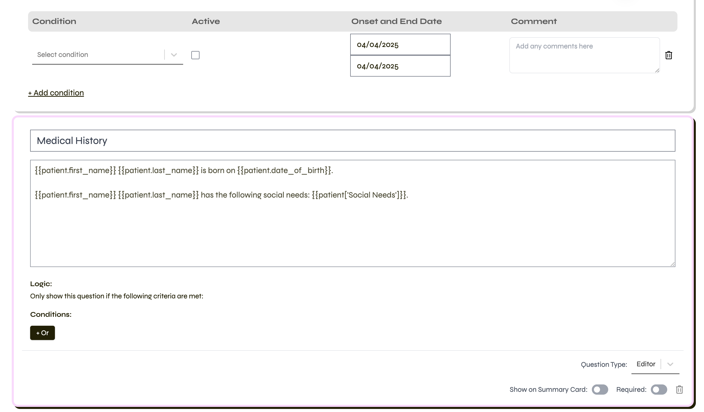 Customizable templates with embeddable logic. screenshot